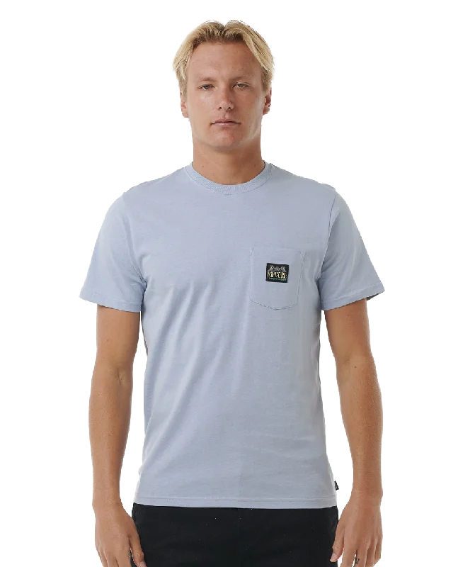 Horizon Badge T-Shirt in Spray Blue Cashmere Blend Cotton Blend Poly Blend