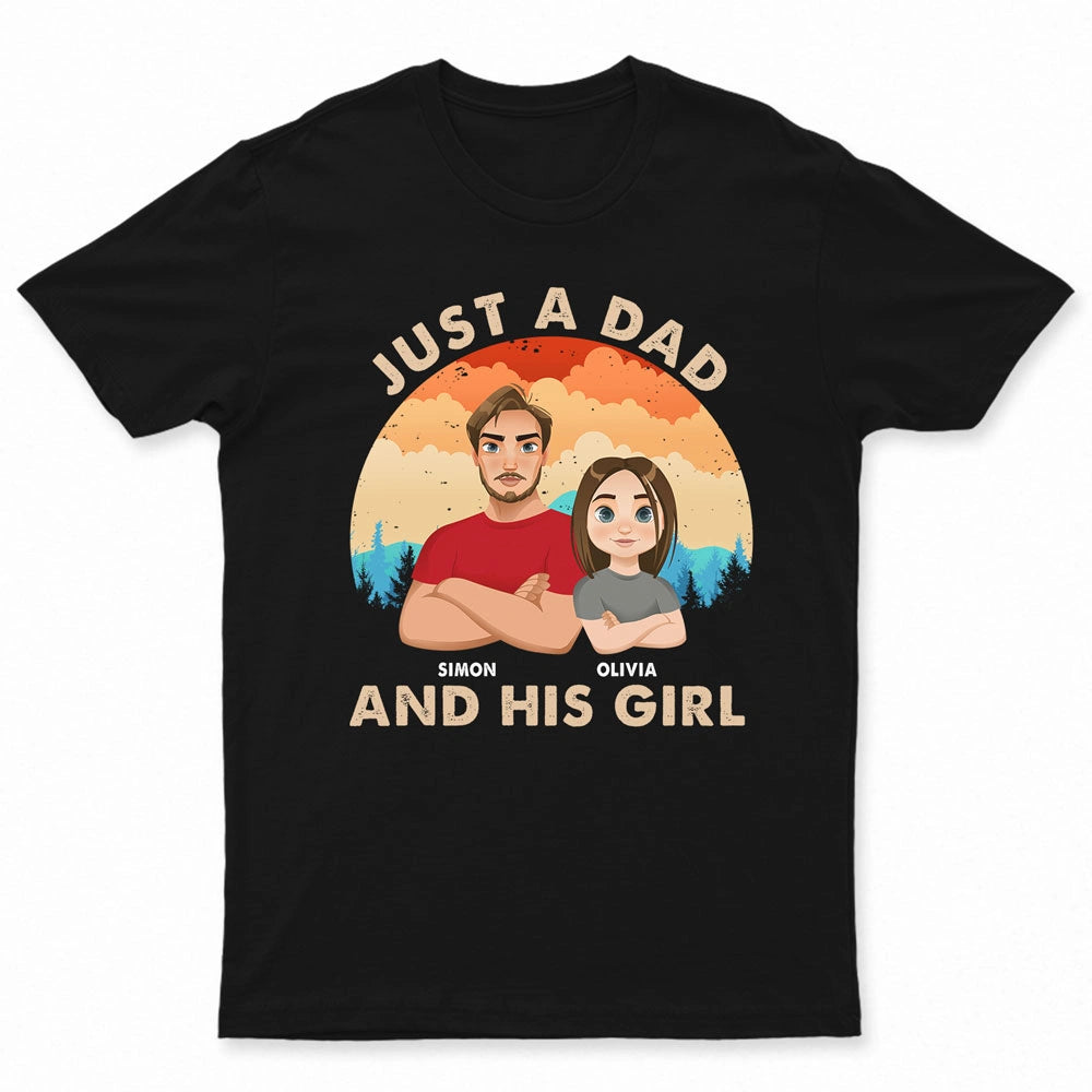 Just A Dad And His Girl Flat Art - Personalized T Shirt Terry Blend Velvet Blend Canvas Blend