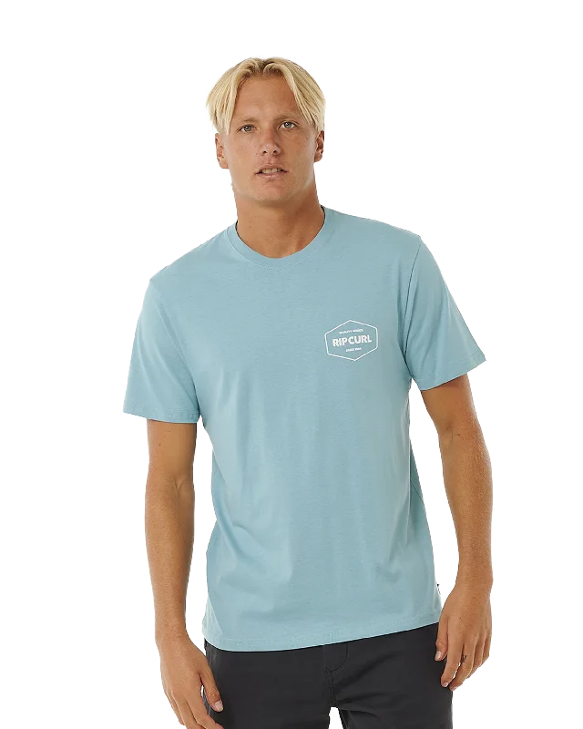 Stapler T-Shirt in Dusty Blue Cotton Fabric Linen Fabric Terry Fabric