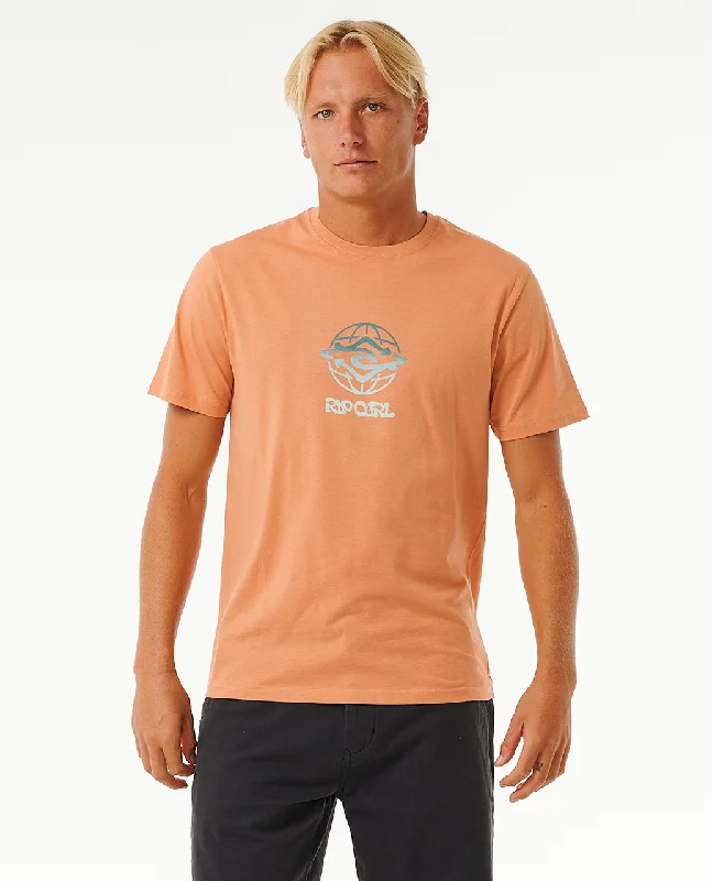 SWC Globe T-Shirt in Clay Asymmetrical Pockets Print