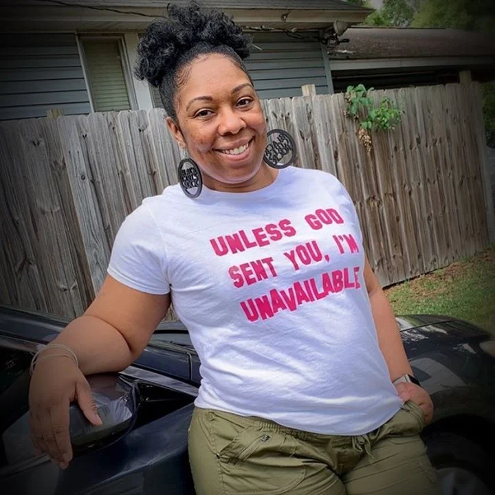 Unless God Sent You - Single Woman T-Shirt Houndstooth Herringbone Solid