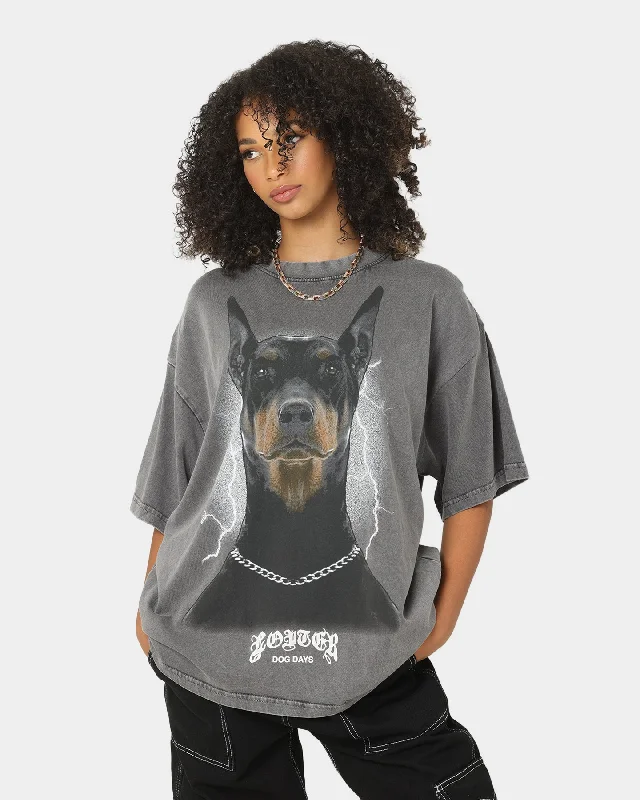 Loiter Dog Days T-Shirt Charcoal Collared T-Shirt Boat Neck A-Line