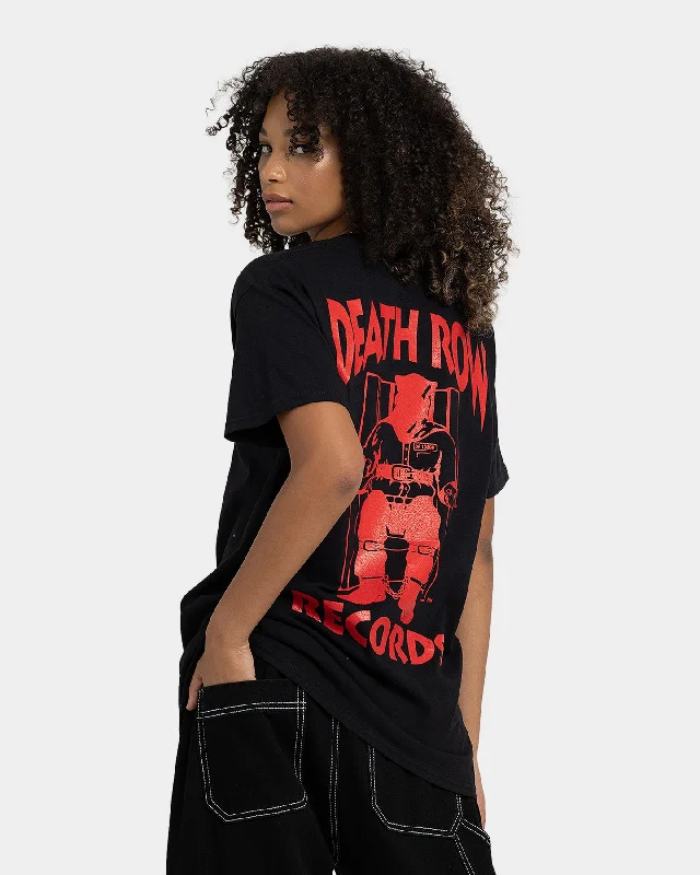 Death Row Records Deathrow Logo T-Shirt Black/Red Hooded Caped Shawl Collar