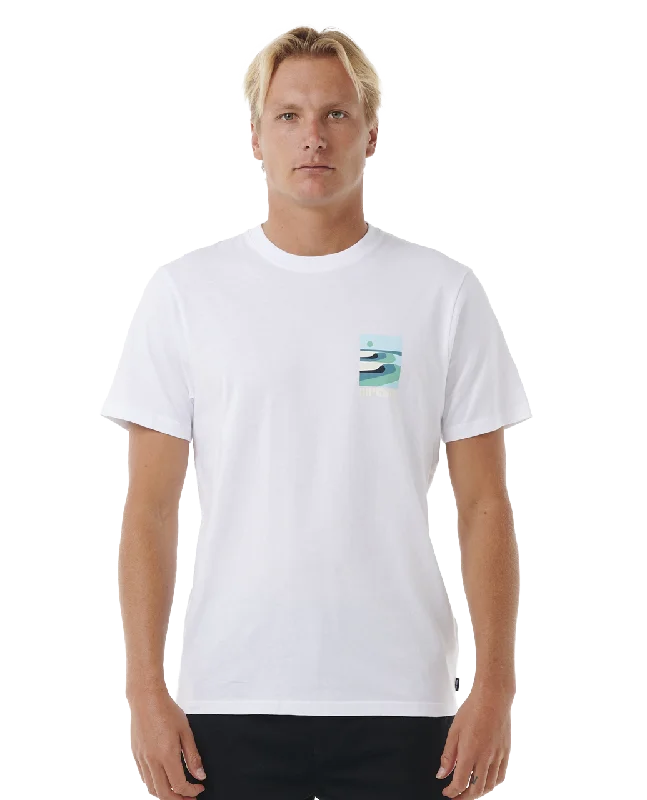 Surf Revival Lined Up T-Shirt in White Layered Multi-layer Single Layer