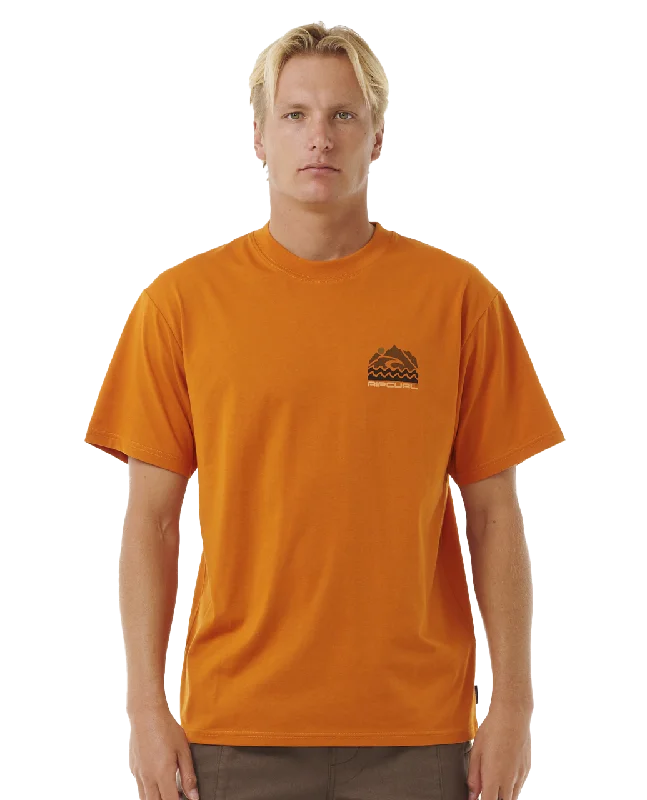 VaporCool Search Trek T-Shirt in Orange Amber Welt Pockets Slit Pockets