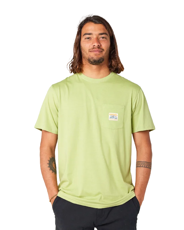 Surf Paradise Badge T-Shirt in Light Khaki Hooded Caped Shawl Collar