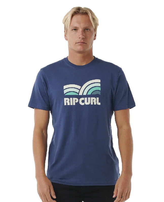 Surf Revival Capture T-Shirt in Washed Navy Hooded Caped Shawl Collar