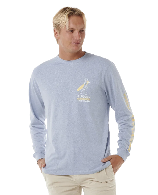 Surfer Dude Long Sleeve T-Shirt in Spray Blue Handmade Hand-knitted Hand-woven