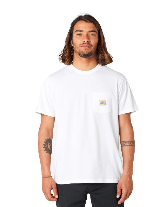 Surf Paradise Badge T-Shirt in White Striped Floral Plaid