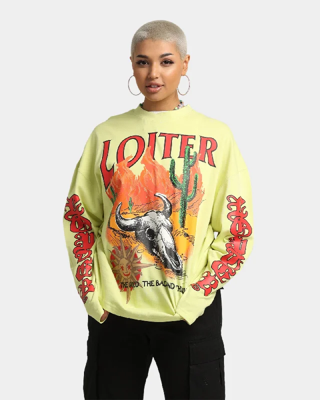 Loiter Rodeo Long Sleeve T-Shirt Yellow Knit Fabric Woven Fabric Fleece Fabric