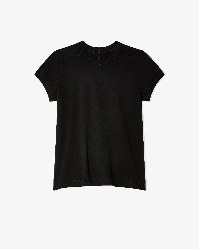 Rick Owens - Women's Cropped Level T-Shirt - (Black) Ribbed T-Shirt High Neck Heavyweight