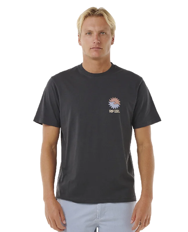 SWC Breaker T-Shirt in Washed Black Collared T-Shirt Boat Neck A-Line