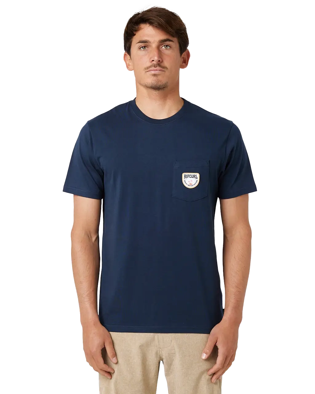 Badge T-Shirt in Dark Navy Graphic Embroidered Appliqued