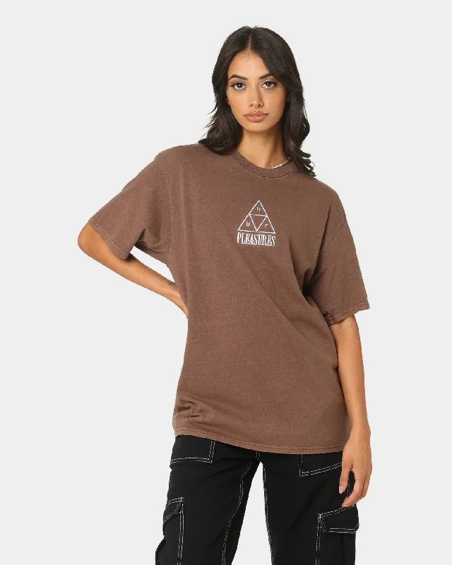 HUF X Pleasures Dyed Short Sleeve T-Shirt Brown Cashmere Blend Cotton Blend Poly Blend