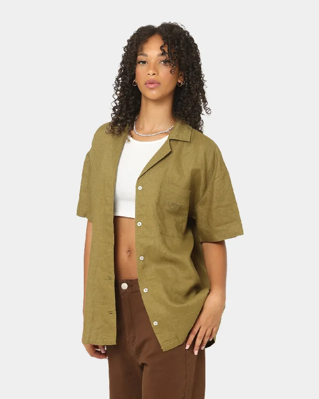 Stussy Women's Cali Linen Oversized Shirt Safari Elegant Classic Vintage