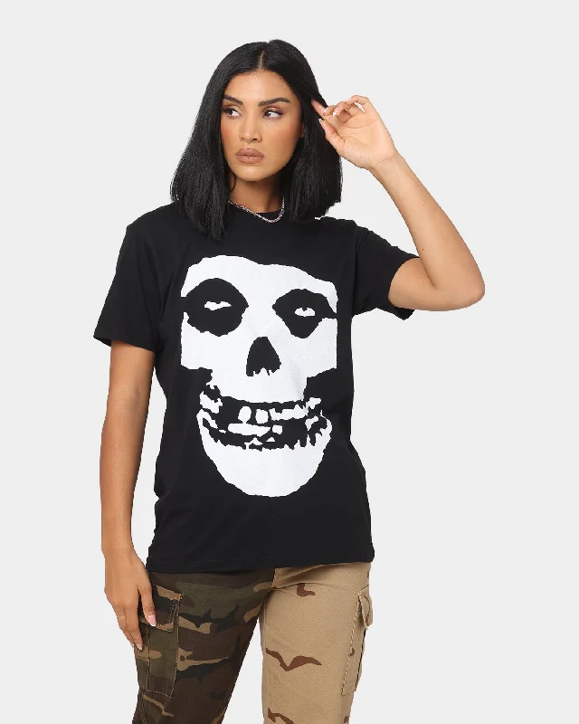 Misfits Classic Fiend Skulls T-Shirt Black Beaded Sequined Faux Fur