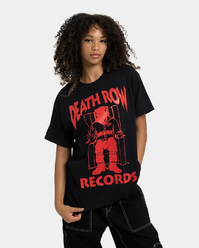 Death Row Records The Chair T-Shirt Black/Red Collared T-Shirt Boat Neck A-Line