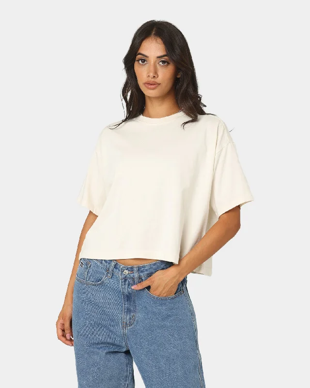 Reebok Women's Classics Natural Dye Cropped T-Shirt Non-dye Oversized T-Shirt Spandex breathable