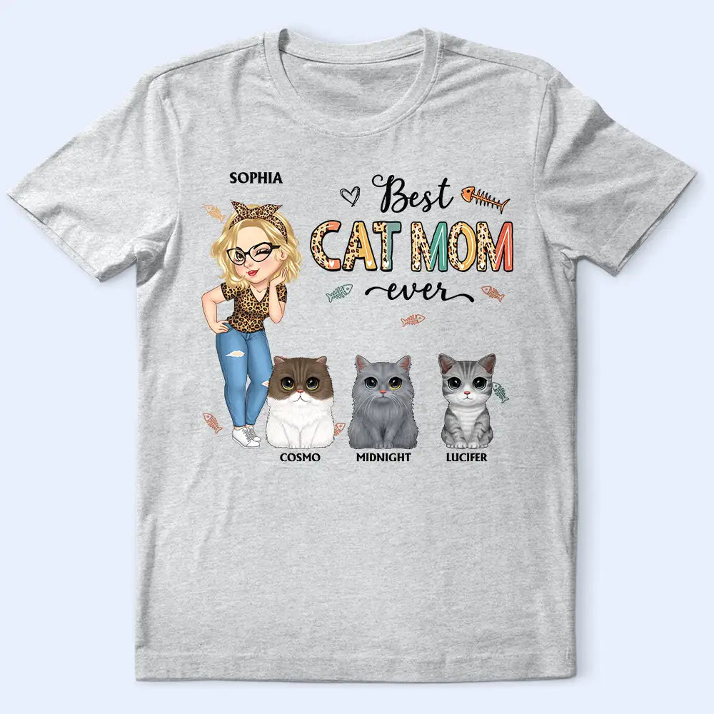 Best Cat Mom Ever Cartoon Woman - Personalized T Shirt Chenille Fabric Brocade Fabric Lace Fabric