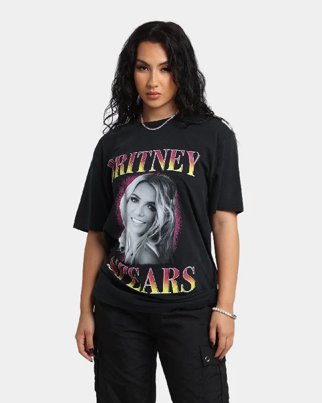 Britney Spears Hot Gradient T-Shirt Washed Black Houndstooth Herringbone Solid