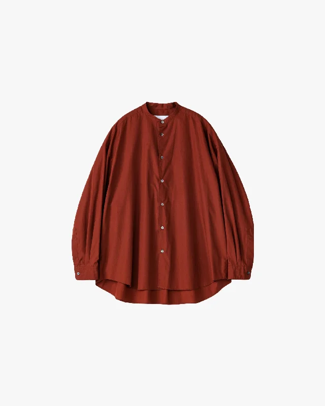 Broad L/S Oversized Band Collar Shirt Zippered Buttoned Snapped