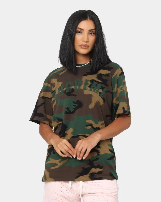 Supreme Intarsia Camo Short Sleeve T-Shirt Woodland Camo Terry Blend Velvet Blend Canvas Blend