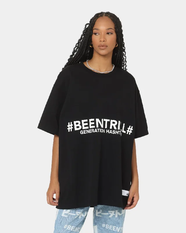 Been Trill Generation Hashtag Short Sleeve T-Shirt Black Thin T-Shirt Open Front Quick Dry