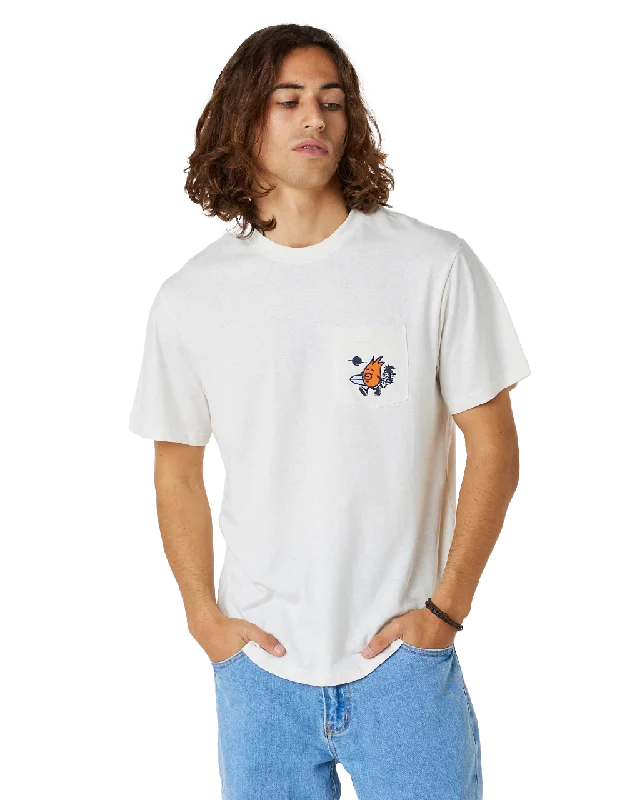 Shaper Embroidery T-Shirt in Bone Cashmere Blend Cotton Blend Poly Blend