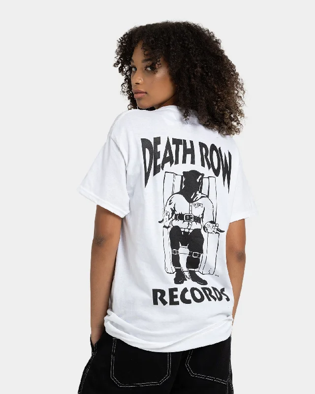 Death Row Records Deathrow Logo T-Shirt  White/Black Print Jacquard Patchwork