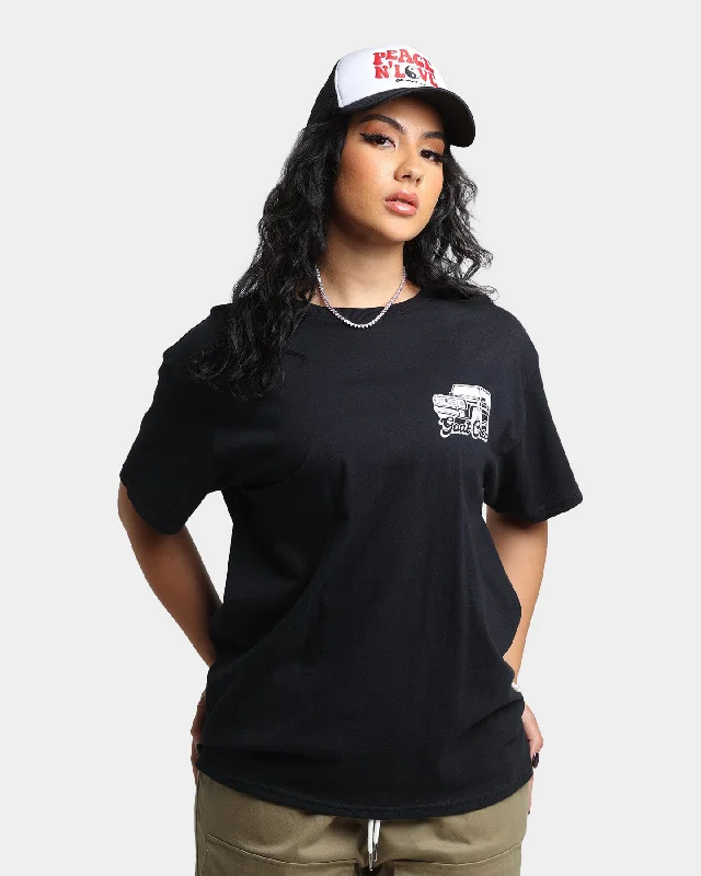 Goat Crew Truck T-Shirt Black Denim Fabric Leather Fabric Suede Fabric