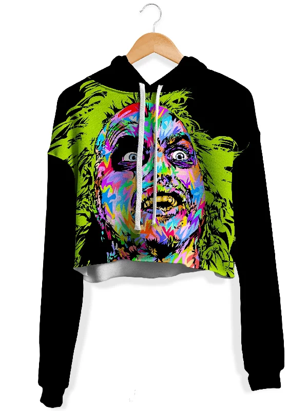 Beetlejuice Fleece Crop Hoodie Hoodie with Embroidery Detailed Premium