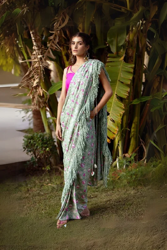 Istanbul Pre Draped Skirt Saree Set silk skirt elegant