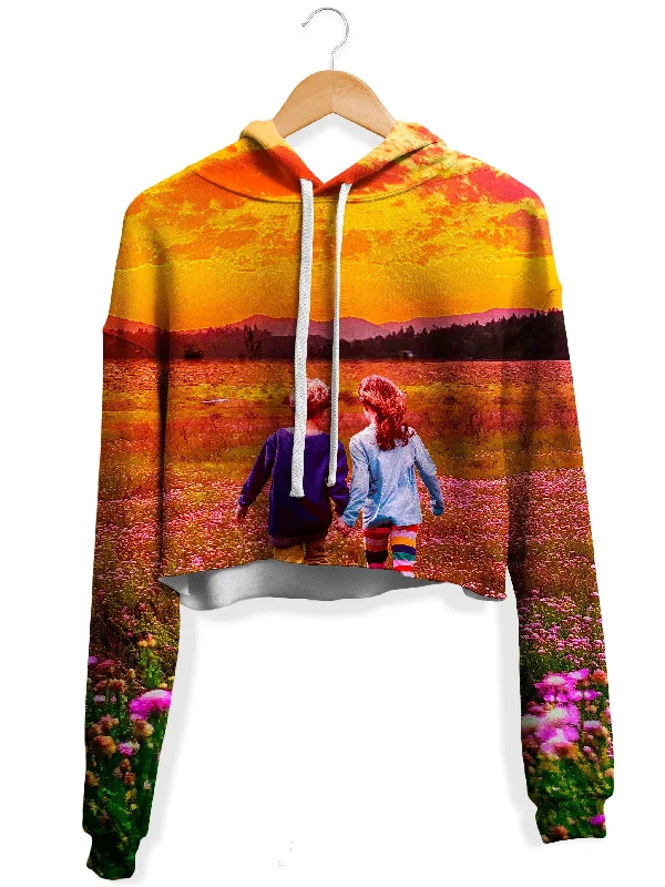 Wrinkle in Time Fleece Crop Hoodie Hoodie with Mock Neck Collared Structured