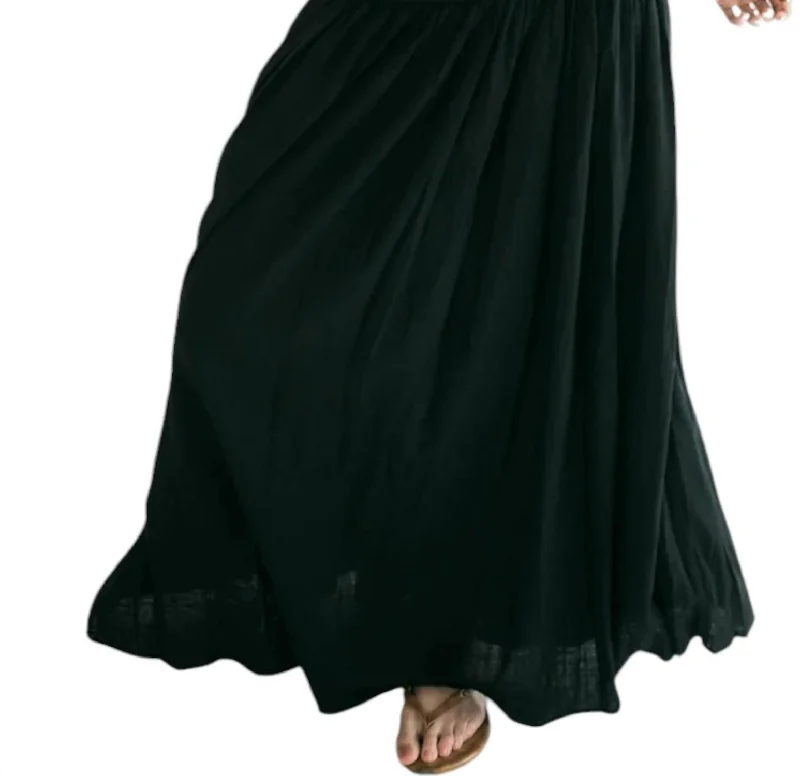 Brinley Maxi Skirt In Black silk skirt luxurious