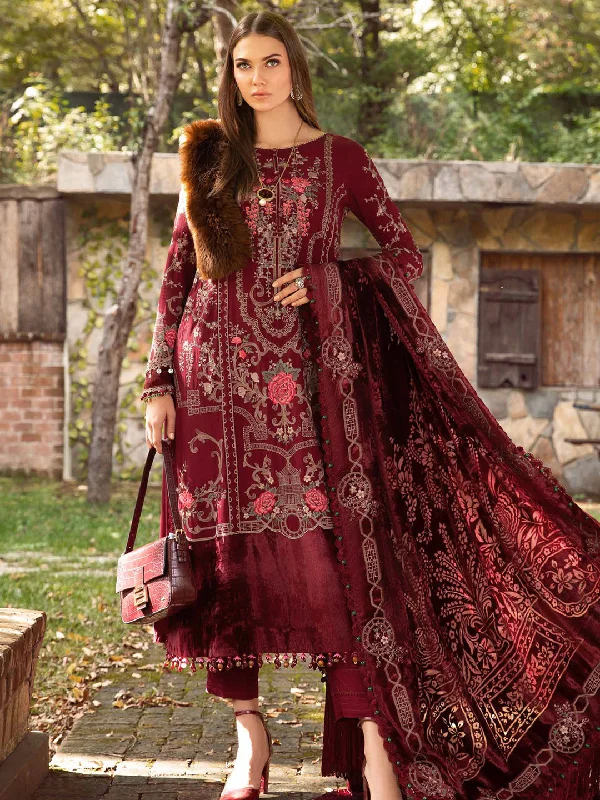 Maroon Designer Semi-Stitched Pant Suit With Embroidery Work Elegant Dress Pants