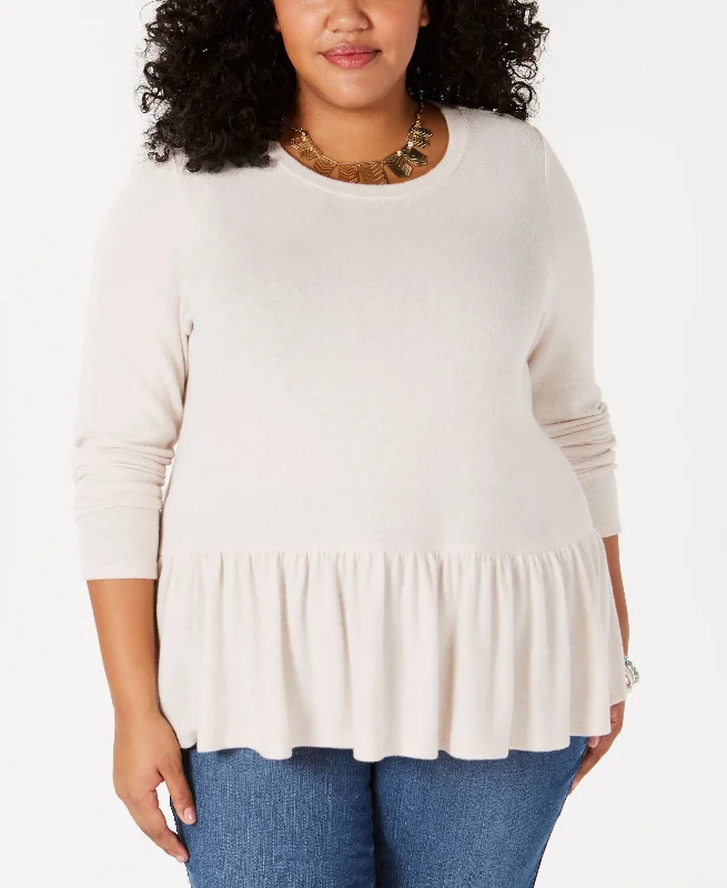 Soprano Plus Size Flounce Bottom Sweater Handmade Hand-knitted Hand-woven