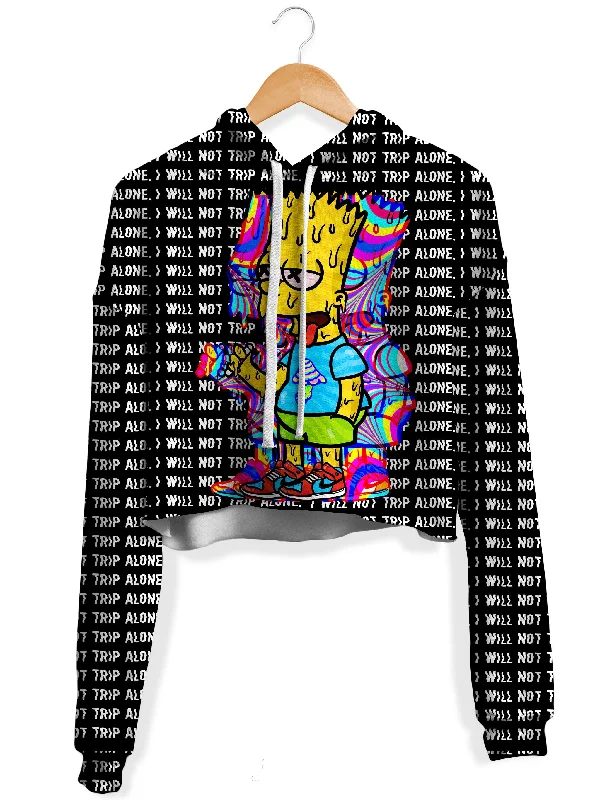 Tripping With Him Fleece Crop Hoodie Hoodie with Hem Ribbing Snug Secure