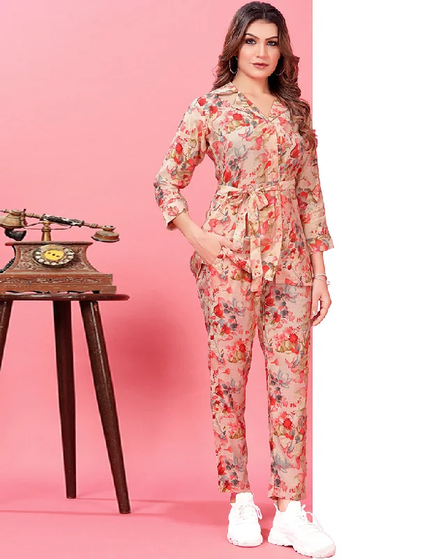 Trendy Party Wear Readymade Co-Ords Collection Cavern Pink Premium Riyon Pant Suit Stylish Casual Pants