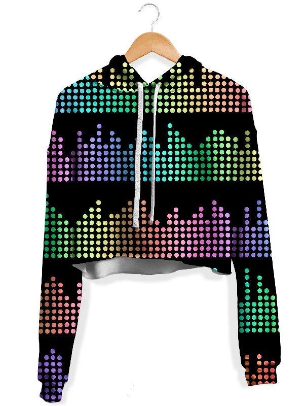 Equalizer Beats Fleece Crop Hoodie Hoodie with Metallic Shiny Futuristic