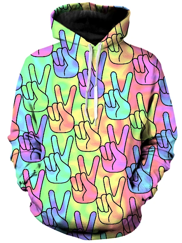 Trippy Peace Signs Unisex Hoodie Hoodie with Cuffed Sleeves Snug Secure