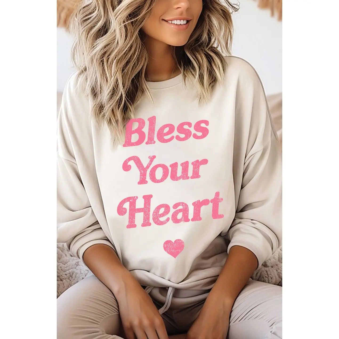 Bless Your Heart Graphic Brushed Sweatshirt Hoodie with Pattern Geometric Abstract