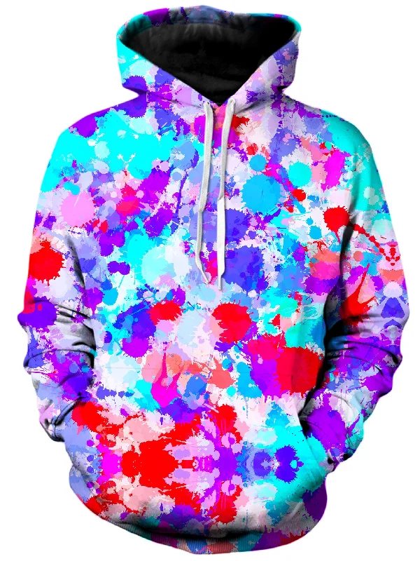 Cherry Frost Paint Splatter Unisex Hoodie Hoodie with Elastic Waist Stretchable Comfortable