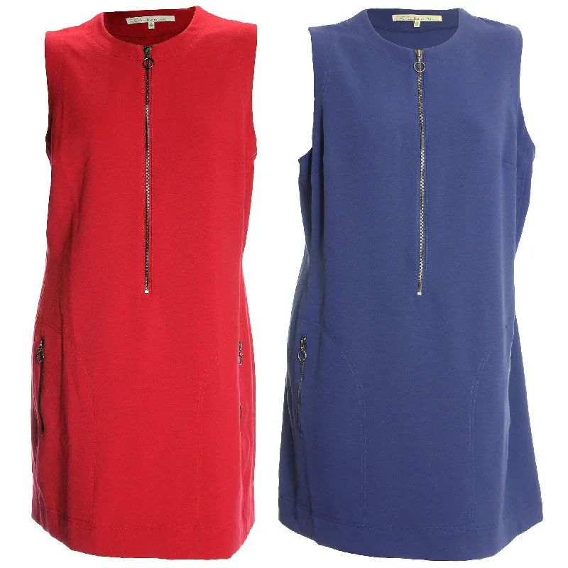 Rachel Roy Red or Blue Sleeveless Zip Front Shift Dress Plus Size Tunics Evening elegant