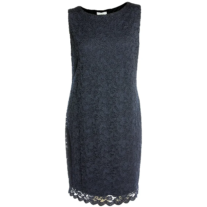 Charter Club Navy Blue Sleeveless Scalloped Edge Lace Dress Tunics Prom sequined