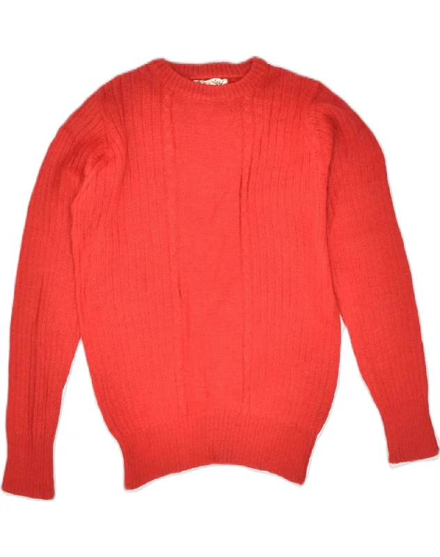 VINTAGE Womens Crew Neck Jumper Sweater UK 18 XL Red Rayon Fabric Velvet Fabric Corduroy Fabric