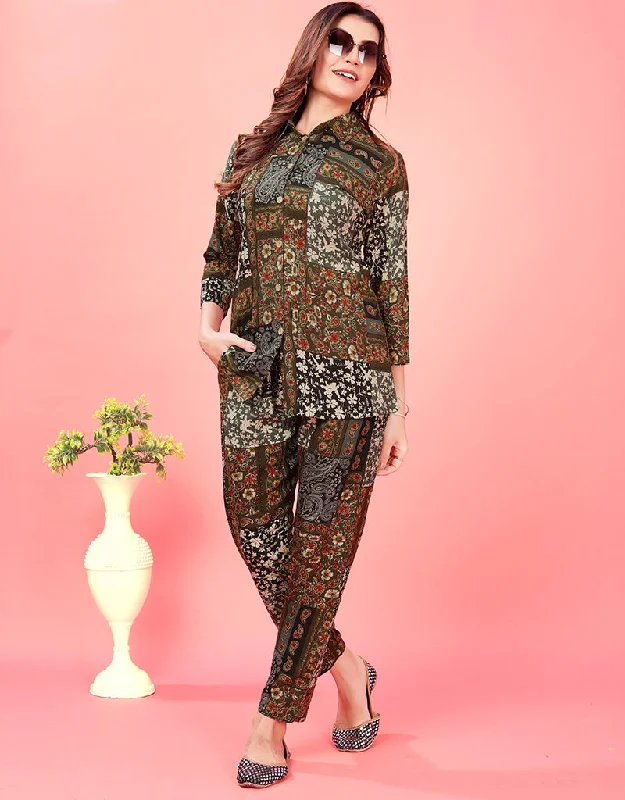 Trendy Party Wear Readymade Co-Ords Collection Brown Premium Riyon Pant Suit Formal Stretch Pants