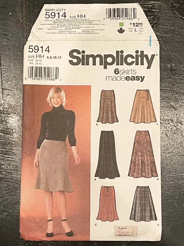 SALE 2002 Simplicity 5914 Pattern - Women's Skirts ruffled skirt detail