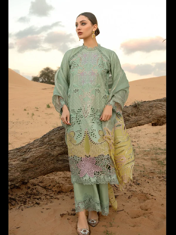 Sea Green Designer Semi-Stitched Pant Suit With Embroidery Work Elegant Palazzo Trousers