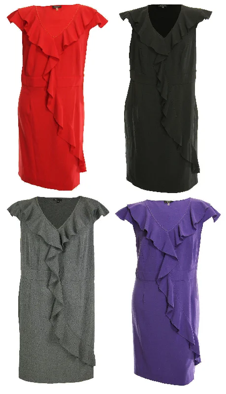 Spense Red Black or Purple Cap Sleeve Cascading Ruffle Dress Tunics Recommended stylist