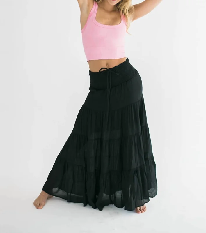 Alara Maxi Skirt In Black denim skirt casual